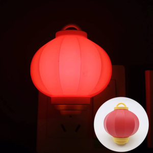 喜庆红色小灯笼LED小夜灯插电开关红光小灯泡装饰礼品