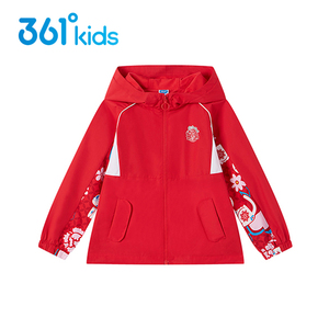 361童装女童梭织加厚外套 儿童防风外衣2024春季新款小童红色年装