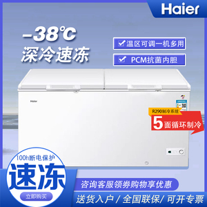 海尔冰柜商用大容量1028升超低温双开门全冷冻带锁卧式速冻柜冰箱