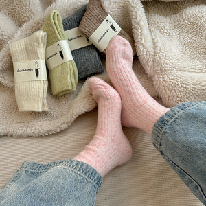 坚果妈咪 羊毛堆堆袜子女中筒袜秋冬季羊绒加厚保暖加绒长筒袜