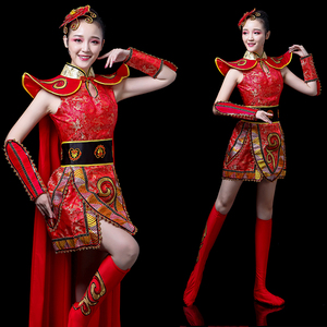 2024新款鼓舞演出服装女中国风现代舞蹈腰鼓队水鼓舞打鼓服成人