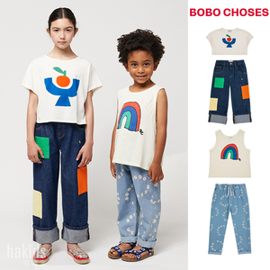 ■Bobo Choses SS24春夏儿童卡通印花短袖T恤背心轻薄撞色牛仔裤