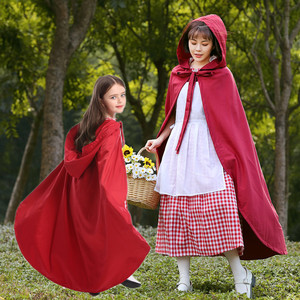 小红帽儿童服装成人红色披风斗篷女童话剧演出服万圣节cos表演服