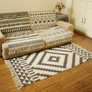 北欧棉麻地毯民宿家用客厅茶几卧室床边沙发地垫可机洗垫子地板垫