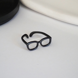 黑色镜框 眼镜趣味小众设计感简约开口可调节中性金属戒指指环