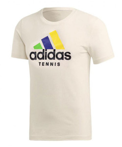 海淘Adidas Edberg Tennis Tee阿迪男棉涤款运动T恤衫 郛白色短袖