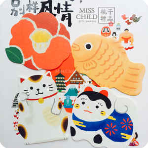 30枚 日本出品创意卡片 日系和风物语招财猫鲷鱼留言卡片 感谢卡