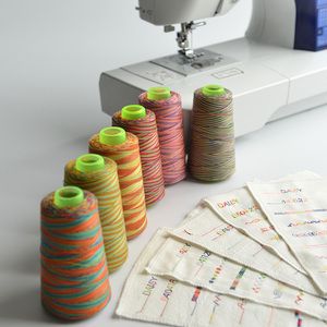 缝纫线彩色涤纶线渐变段染机缝线家用手缝线diy手工服装彩虹针迹