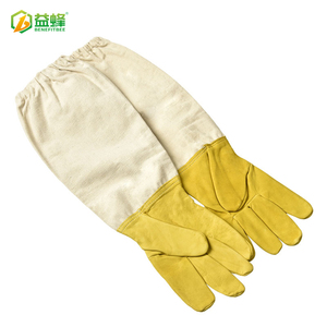 养蜂新型养蜂工具蜂具全套黄皮帆布优质羊皮手套防蜂手套加厚出口