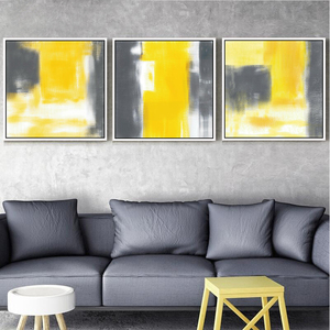 北欧风现代简约客厅沙发背景墙装饰画卧室挂画餐厅抽象画黄与灰