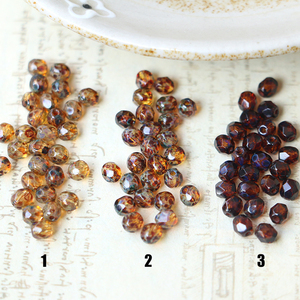 10颗琥珀色捷克火磨珠4mm切面珠枣型珠DIY手作串珠材料