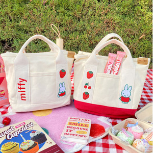 正版米菲Miffy兔子刺绣日系休闲帆布手拎袋便当餐盒包多功能手提