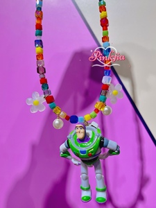 手工自制巴斯光年项链玩具总动员彩色串珠玩偶个性夸张项链迪士尼