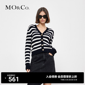 MOCO条纹针织开衫外套女法式紧身针织衣高级感内搭