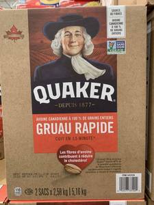 加拿大直邮 QUAKER桂格原味快熟纯燕麦片早餐 不含糖 超值5.16kg