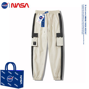 NASA联名休闲裤男潮牌工装百搭运动裤情侣个性撞色拼接宽松束脚裤
