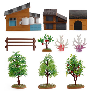围栏小树模型小屋房子果树工具仿真农牧场微景观DIY摆件儿童玩具
