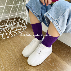 RQMM韩国童鞋代购 百搭纯色软底小白鞋帆布鞋幼儿园免系带一脚蹬