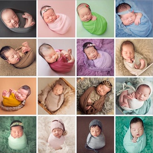 婴儿裹布儿童摄影道具新款纯棉弹力包裹巾新生儿满月造型拍照服装