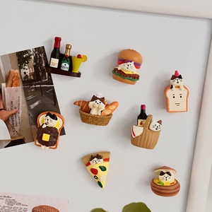日本鸡尾酒面包猫咪蛋糕冰箱贴烘焙咖啡喵磁贴树脂磁性装饰贴摆件