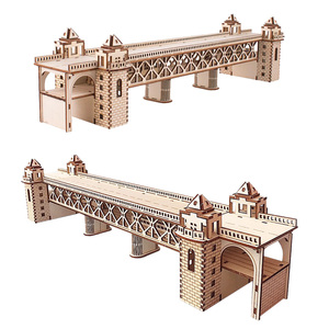 木制拼装桥梁模型DIY手工3D立体拼图武汉长江大桥儿童益智力玩具