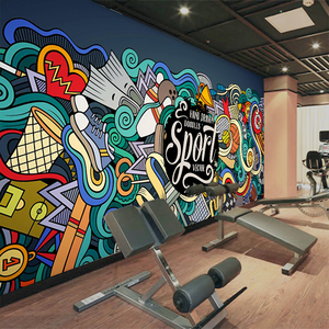 3d街头涂鸦创意墙纸个性运动健身房背景墙装饰壁画舞蹈工作室壁纸