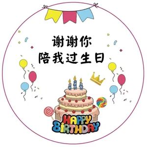 谢谢你陪我过生日礼物贴纸六一儿童节不干胶卡通幼儿园快乐派对礼