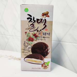 满包邮韩国进口零食品韩美禾花生夹心巧克力打糕派186g糯米糍糕点