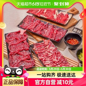 潮汕牛肉火锅食材套餐新鲜现切嫩牛肉雪花吊龙半成品900g
