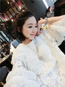 BORAKOO韩国代购正品春夏白色蕾丝连衣裙春秋新品女装白色