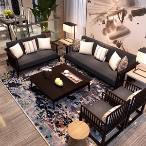 新中式沙发实木客厅布艺酒店发组合整装现代简约禅意样板房家具