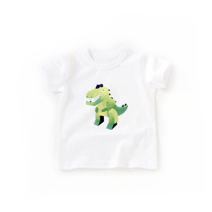 外贸童装日单男童可爱小恐龙白色T恤宝宝夏款上衣儿童圆领汗衫