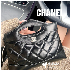 现货！CHANEL香奈儿  31bag nano黑金油蜡皮链条手提包单肩斜挎包