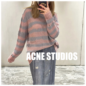 现货！24早春！ACNE STUDIOS做旧破洞条纹毛衣 针织衫