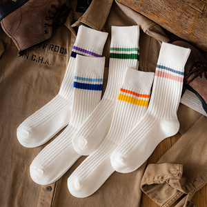 堆堆袜女秋冬日系粗针毛线复古中筒长袜加厚纯棉学生运动白色袜
