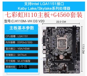 七彩虹H110+G4560  CPU主板套装 支持DDR4内存1151针