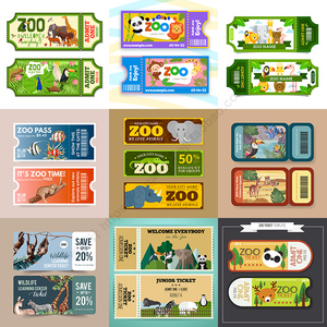 动物园门票模板 卡通手绘儿童优惠券入场券 AI格式矢量设计素材