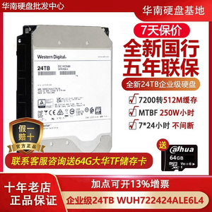WD/西部数据 HC580 WUH722424ALE6L4 SATA3企业级24TB机械硬盘