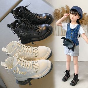 女童鞋春季2023年新款儿童马丁短靴子网靴夏季薄款镂空休闲单靴潮
