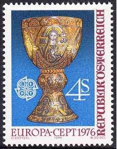奥地利邮票1976年欧罗巴克雷姆斯大教堂收藏的圣餐杯1全新 雕刻版
