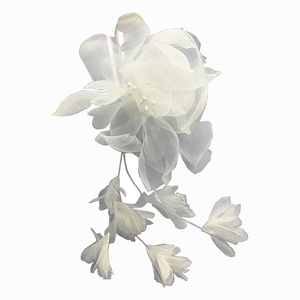 立体大花朵唯美欧根纱刺绣雪纺半透明白色花朵窗帘配饰点缀贴花片