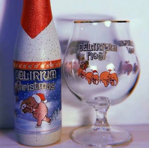 进口比利时正版粉象圣诞啤酒杯Delirium粉象配套专用杯精酿啤酒杯