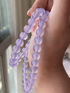 天曼纯银镶嵌天然玉石紫玉髓珠链玛瑙颈链媲美翡翠紫罗兰手串套装