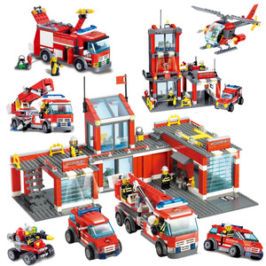 中国积木拼装消防系列消防车救援队益智兼容乐高儿童男孩玩具礼物