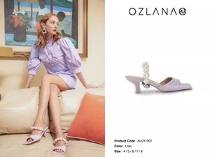 特价 澳洲OZLANA时尚方头珍珠两穿真皮小细跟凉鞋