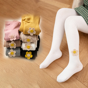 宝宝打底袜春季新款花朵洋气外穿连脚袜子白色连体袜小童女童裤袜