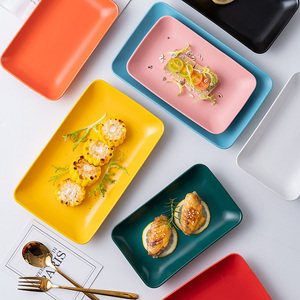 北欧创意陶瓷盘子西餐盘家用菜盘早餐盘蛋糕点心盘长方形寿司碟子