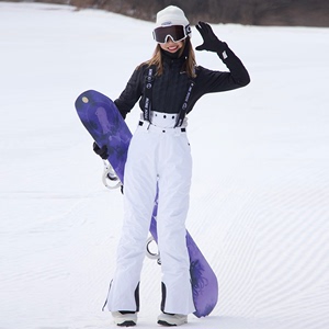 新款滑雪裤女背带滑雪裤冬季户外单板双板防风防水加厚保暖雪裤女