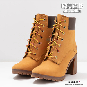 Timberland添柏岚女鞋 正品经典高跟粗跟防滑高帮女靴A1HLS A423Q