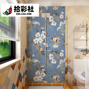 瓷砖卫生间瓷片欧式植物美式莫兰迪背景墙壁画纯色大花砖柔光鎏